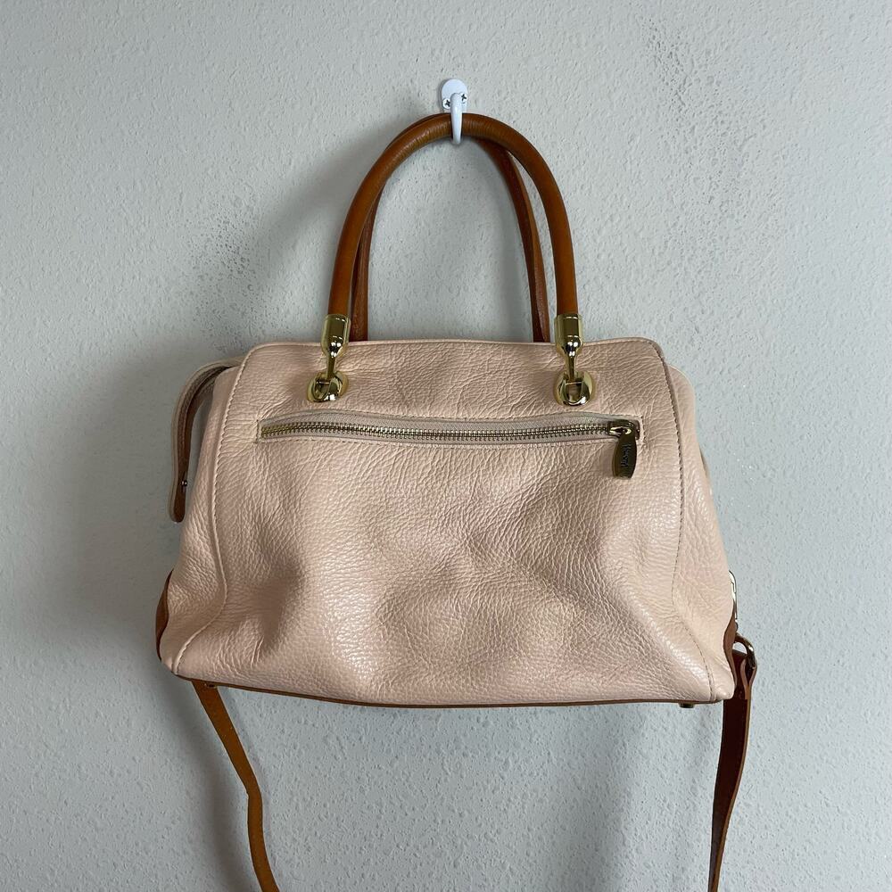 Valentina Genuine Leather Italy Peach Pale Purse Satchel Shoulder Bag‎ Feet - Picture 7 of 10